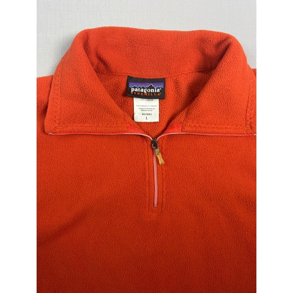 Patagonia Synchilla Fleece Pullover Womens L Orange Quarter Zip Mid Layer Jacket - Picture 6 of 9